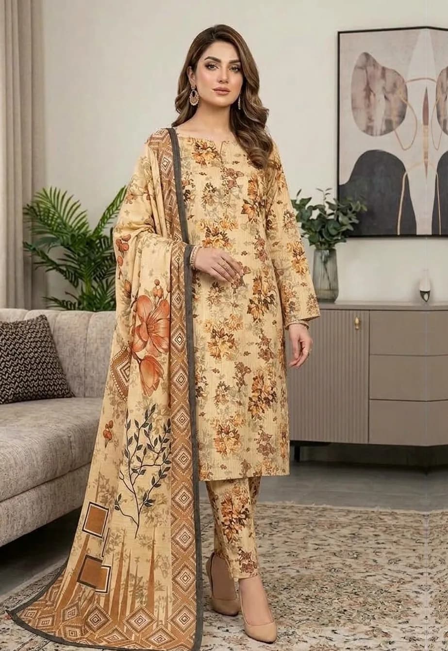 Gandum — unstitched three-piece in khaddar